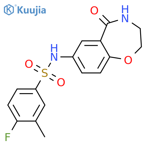 4-fluoro-3-methyl-N-(5-oxo-2,3,4,5-tetrahydro-1,4-benzoxazepin-7-yl)benzene-1-sulfonamide structure