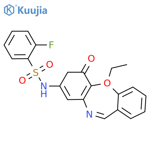 N-{9-ethyl-10-oxo-2-oxa-9-azatricyclo9.4.0.0^{3,8}pentadeca-1(11),3(8),4,6,12,14-hexaen-13-yl}-2-fluorobenzene-1-sulfonamide structure
