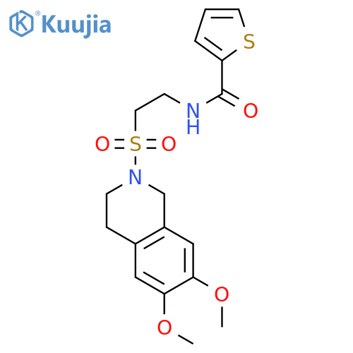 N-{2-(6,7-dimethoxy-1,2,3,4-tetrahydroisoquinolin-2-yl)sulfonylethyl}thiophene-2-carboxamide structure