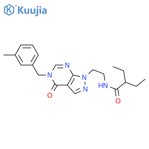 2-ethyl-N-(2-{5-(3-methylphenyl)methyl-4-oxo-1H,4H,5H-pyrazolo3,4-dpyrimidin-1-yl}ethyl)butanamide structure
