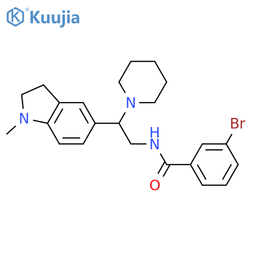 3-bromo-N-2-(1-methyl-2,3-dihydro-1H-indol-5-yl)-2-(piperidin-1-yl)ethylbenzamide structure