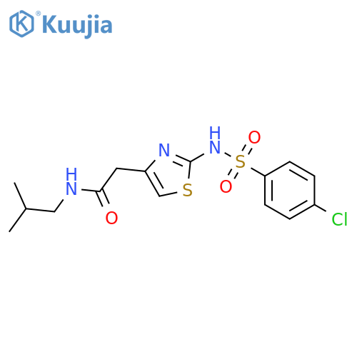 2-2-(4-chlorobenzenesulfonamido)-1,3-thiazol-4-yl-N-(2-methylpropyl)acetamide structure
