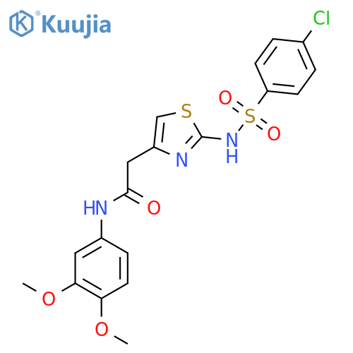 2-2-(4-chlorobenzenesulfonamido)-1,3-thiazol-4-yl-N-(3,4-dimethoxyphenyl)acetamide structure