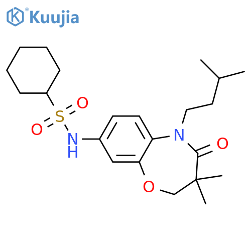 N-3,3-dimethyl-5-(3-methylbutyl)-4-oxo-2,3,4,5-tetrahydro-1,5-benzoxazepin-8-ylcyclohexanesulfonamide structure