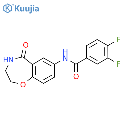 3,4-difluoro-N-(5-oxo-2,3,4,5-tetrahydro-1,4-benzoxazepin-7-yl)benzamide structure