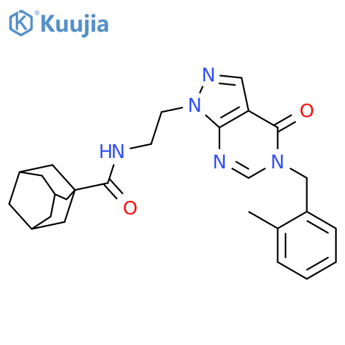N-(2-{5-(2-methylphenyl)methyl-4-oxo-1H,4H,5H-pyrazolo3,4-dpyrimidin-1-yl}ethyl)adamantane-1-carboxamide structure