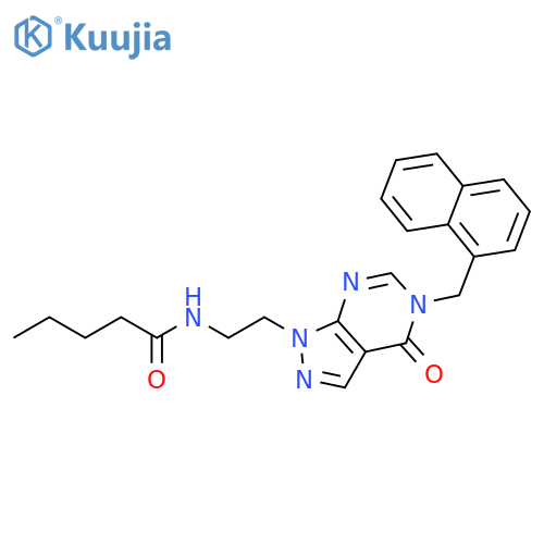 N-(2-{5-(naphthalen-1-yl)methyl-4-oxo-1H,4H,5H-pyrazolo3,4-dpyrimidin-1-yl}ethyl)pentanamide structure