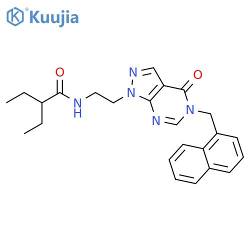 2-ethyl-N-(2-{5-(naphthalen-1-yl)methyl-4-oxo-1H,4H,5H-pyrazolo3,4-dpyrimidin-1-yl}ethyl)butanamide structure