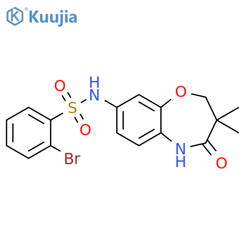 2-bromo-N-(3,3-dimethyl-4-oxo-2,3,4,5-tetrahydro-1,5-benzoxazepin-8-yl)benzene-1-sulfonamide structure