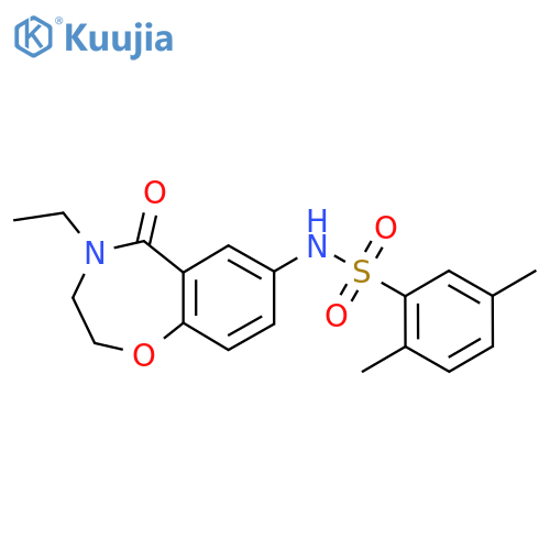 N-(4-ethyl-5-oxo-2,3,4,5-tetrahydro-1,4-benzoxazepin-7-yl)-2,5-dimethylbenzene-1-sulfonamide structure