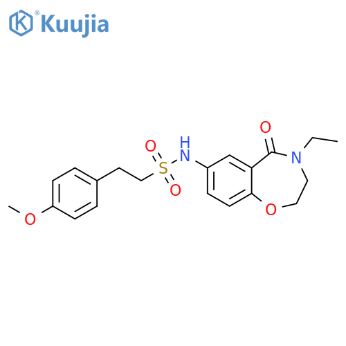 N-(4-ethyl-5-oxo-2,3,4,5-tetrahydro-1,4-benzoxazepin-7-yl)-2-(4-methoxyphenyl)ethane-1-sulfonamide structure