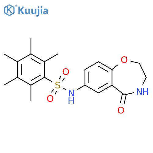 2,3,4,5,6-pentamethyl-N-(5-oxo-2,3,4,5-tetrahydro-1,4-benzoxazepin-7-yl)benzene-1-sulfonamide structure