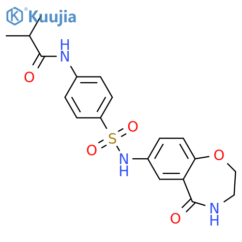 2-methyl-N-{4-(5-oxo-2,3,4,5-tetrahydro-1,4-benzoxazepin-7-yl)sulfamoylphenyl}propanamide structure