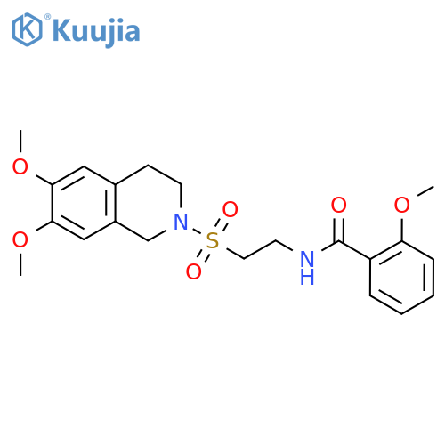 N-{2-(6,7-dimethoxy-1,2,3,4-tetrahydroisoquinolin-2-yl)sulfonylethyl}-2-methoxybenzamide structure