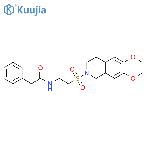 N-{2-(6,7-dimethoxy-1,2,3,4-tetrahydroisoquinolin-2-yl)sulfonylethyl}-2-phenylacetamide structure