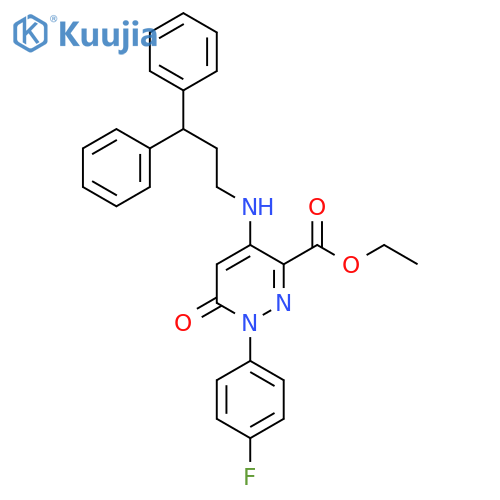 ethyl 4-(3,3-diphenylpropyl)amino-1-(4-fluorophenyl)-6-oxo-1,6-dihydropyridazine-3-carboxylate structure