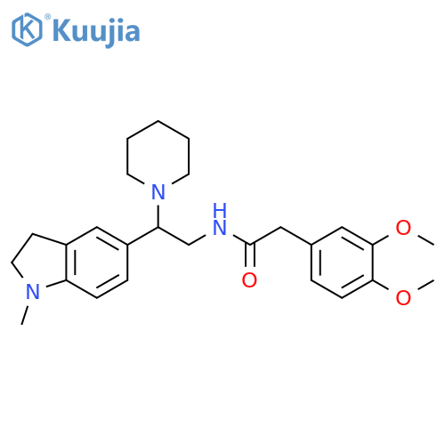 2-(3,4-dimethoxyphenyl)-N-2-(1-methyl-2,3-dihydro-1H-indol-5-yl)-2-(piperidin-1-yl)ethylacetamide structure