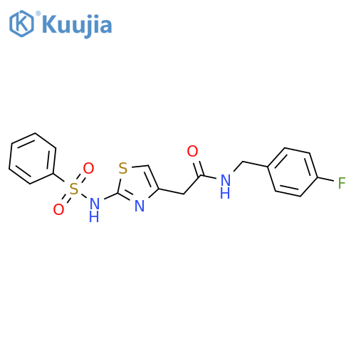 2-(2-benzenesulfonamido-1,3-thiazol-4-yl)-N-(4-fluorophenyl)methylacetamide structure