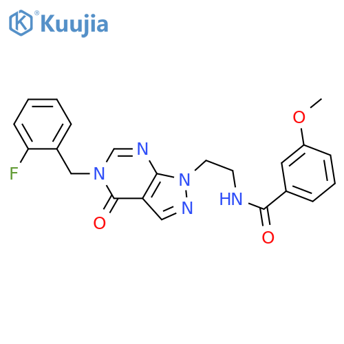 N-(2-{5-(2-fluorophenyl)methyl-4-oxo-1H,4H,5H-pyrazolo3,4-dpyrimidin-1-yl}ethyl)-3-methoxybenzamide structure