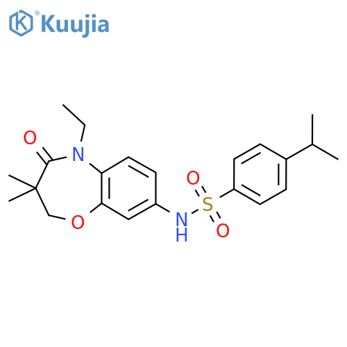 N-(5-ethyl-3,3-dimethyl-4-oxo-2,3,4,5-tetrahydro-1,5-benzoxazepin-8-yl)-4-(propan-2-yl)benzene-1-sulfonamide structure