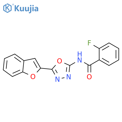 N-5-(1-benzofuran-2-yl)-1,3,4-oxadiazol-2-yl-2-fluorobenzamide structure
