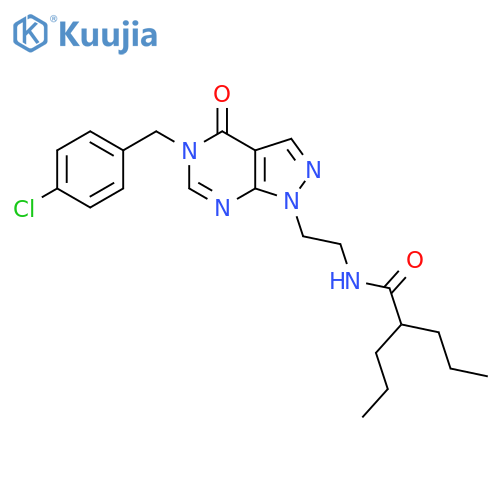 N-(2-{5-(4-chlorophenyl)methyl-4-oxo-1H,4H,5H-pyrazolo3,4-dpyrimidin-1-yl}ethyl)-2-propylpentanamide structure