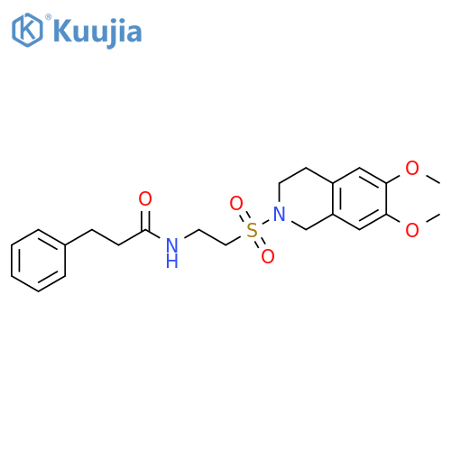 N-{2-(6,7-dimethoxy-1,2,3,4-tetrahydroisoquinolin-2-yl)sulfonylethyl}-3-phenylpropanamide structure