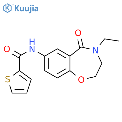 N-(4-ethyl-5-oxo-2,3,4,5-tetrahydro-1,4-benzoxazepin-7-yl)thiophene-2-carboxamide structure