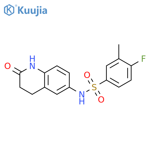 4-fluoro-3-methyl-N-(2-oxo-1,2,3,4-tetrahydroquinolin-6-yl)benzene-1-sulfonamide structure