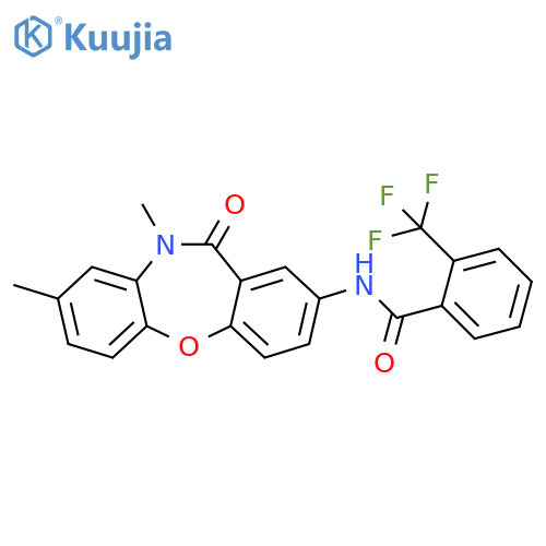 N-{6,9-dimethyl-10-oxo-2-oxa-9-azatricyclo9.4.0.0^{3,8}pentadeca-1(11),3(8),4,6,12,14-hexaen-13-yl}-2-(trifluoromethyl)benzamide structure