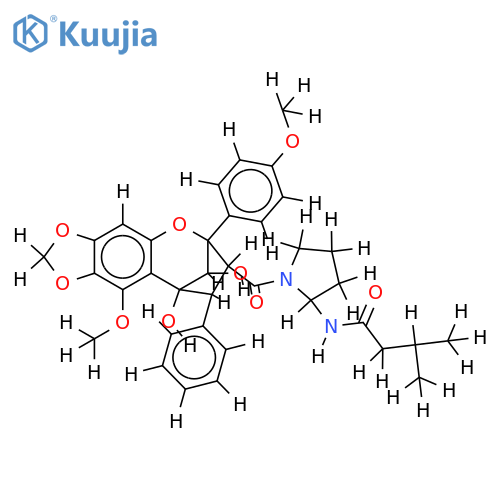 (-)-1-[(2R,3S,4R,5R,10S)-2,3,4,5-tetrahydro-5,10-dihydroxy-2-(4-methoxyphenyl)-6-methoxy-7,8-methylenedioxy-4-phenyl-2,5-methano-1-benzoxepin-3-carbonyl]-2-(3-methylbutanoylamino)pyrrolidine structure