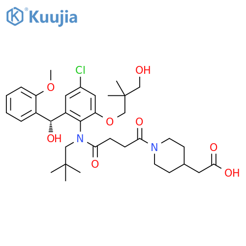 4-Piperidineacetic acid, 1-[4-[[4-chloro-2-(3-hydroxy-2,2-dimethylpropoxy)-6-[(S)-hydroxy(2-methoxyphenyl)methyl]phenyl](2,2-dimethylpropyl)amino]-1,4-dioxobutyl]- structure