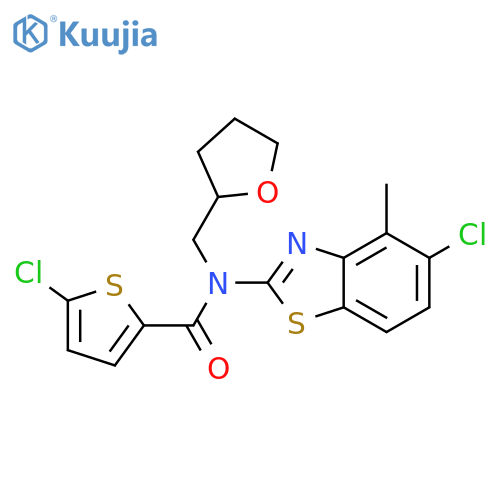 5-chloro-N-(5-chloro-4-methyl-1,3-benzothiazol-2-yl)-N-(oxolan-2-yl)methylthiophene-2-carboxamide structure