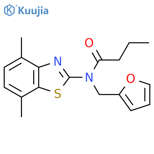 N-(4,7-dimethyl-1,3-benzothiazol-2-yl)-N-(furan-2-yl)methylbutanamide structure