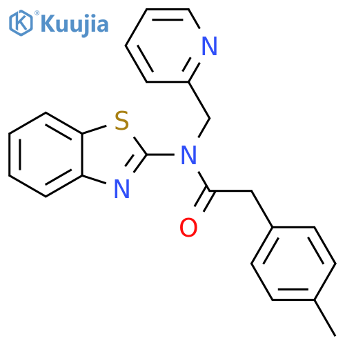 N-(1,3-benzothiazol-2-yl)-2-(4-methylphenyl)-N-(pyridin-2-yl)methylacetamide structure