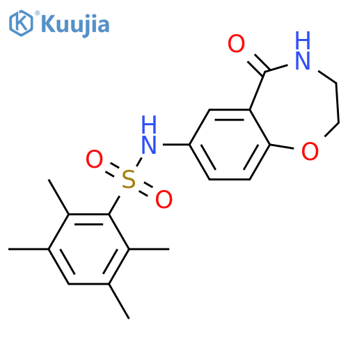 2,3,5,6-tetramethyl-N-(5-oxo-2,3,4,5-tetrahydro-1,4-benzoxazepin-7-yl)benzene-1-sulfonamide structure