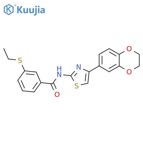 N-4-(2,3-dihydro-1,4-benzodioxin-6-yl)-1,3-thiazol-2-yl-3-(ethylsulfanyl)benzamide structure