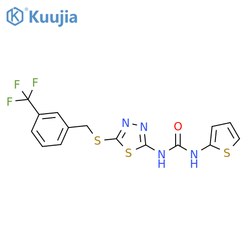 1-(thiophen-2-yl)-3-5-({3-(trifluoromethyl)phenylmethyl}sulfanyl)-1,3,4-thiadiazol-2-ylurea structure