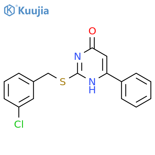 2-{(3-chlorophenyl)methylsulfanyl}-6-phenyl-3,4-dihydropyrimidin-4-one structure