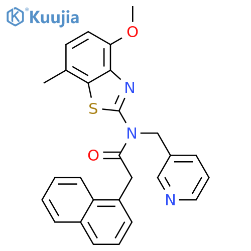 N-(4-methoxy-7-methyl-1,3-benzothiazol-2-yl)-2-(naphthalen-1-yl)-N-(pyridin-3-yl)methylacetamide structure