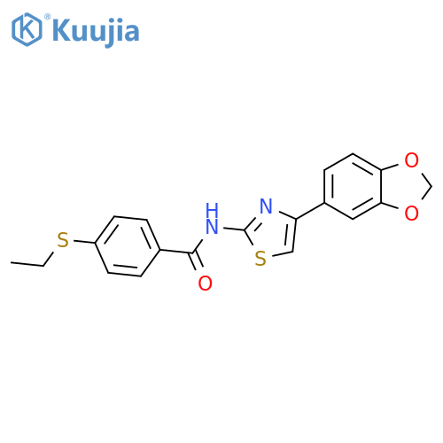 N-4-(2H-1,3-benzodioxol-5-yl)-1,3-thiazol-2-yl-4-(ethylsulfanyl)benzamide structure