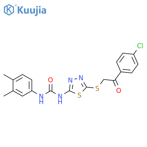 3-(5-{2-(4-chlorophenyl)-2-oxoethylsulfanyl}-1,3,4-thiadiazol-2-yl)-1-(3,4-dimethylphenyl)urea structure