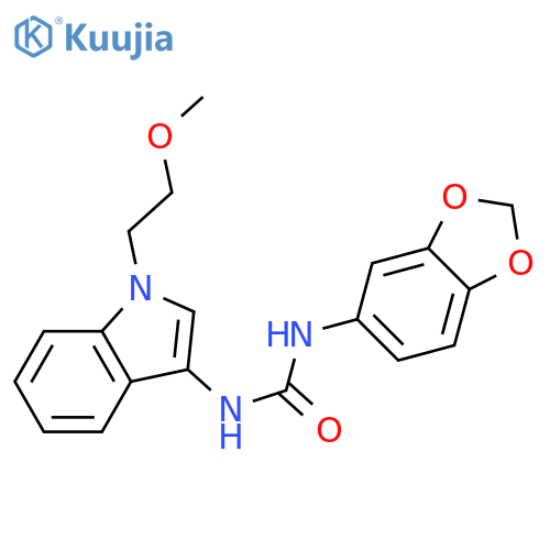 1-(2H-1,3-benzodioxol-5-yl)-3-1-(2-methoxyethyl)-1H-indol-3-ylurea structure
