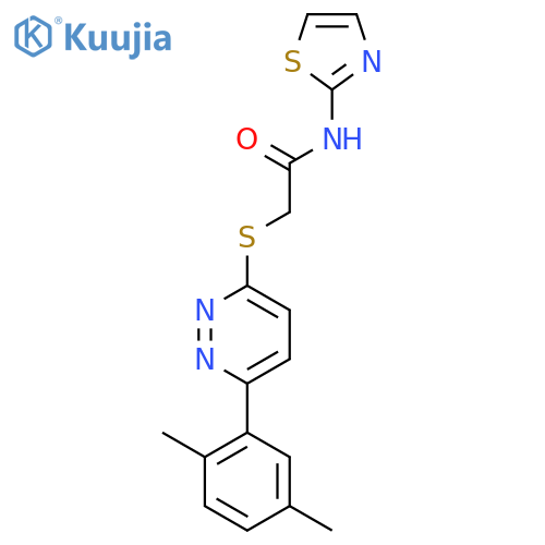 2-{6-(2,5-dimethylphenyl)pyridazin-3-ylsulfanyl}-N-(1,3-thiazol-2-yl)acetamide structure