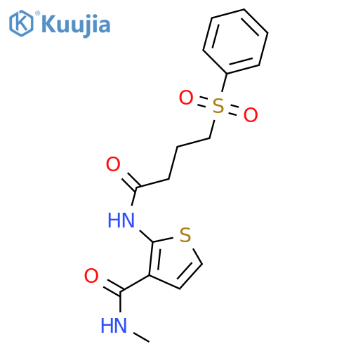 2-4-(benzenesulfonyl)butanamido-N-methylthiophene-3-carboxamide structure