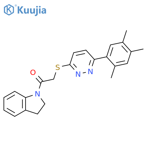1-(2,3-dihydro-1H-indol-1-yl)-2-{6-(2,4,5-trimethylphenyl)pyridazin-3-ylsulfanyl}ethan-1-one structure