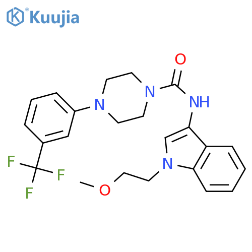 N-1-(2-methoxyethyl)-1H-indol-3-yl-4-3-(trifluoromethyl)phenylpiperazine-1-carboxamide structure