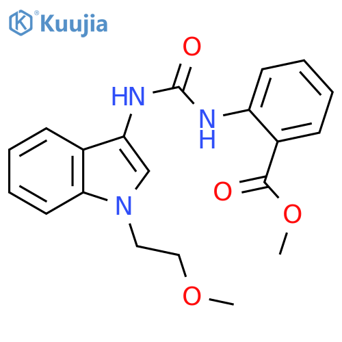 methyl 2-({1-(2-methoxyethyl)-1H-indol-3-ylcarbamoyl}amino)benzoate structure