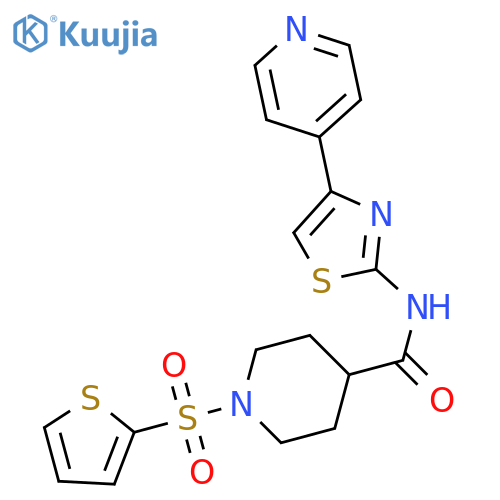 N-4-(pyridin-4-yl)-1,3-thiazol-2-yl-1-(thiophene-2-sulfonyl)piperidine-4-carboxamide structure