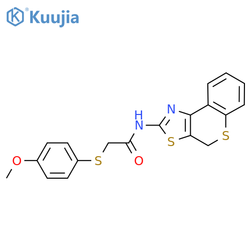 2-(4-methoxyphenyl)sulfanyl-N-{4H-thiochromeno4,3-d1,3thiazol-2-yl}acetamide structure
